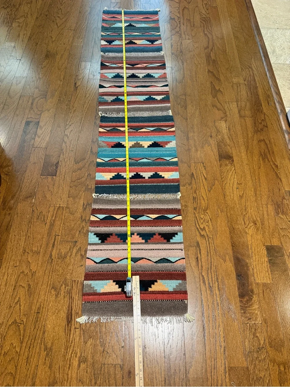 Vintage Southwestern Hand Woven Wool Table Runner Rug 16